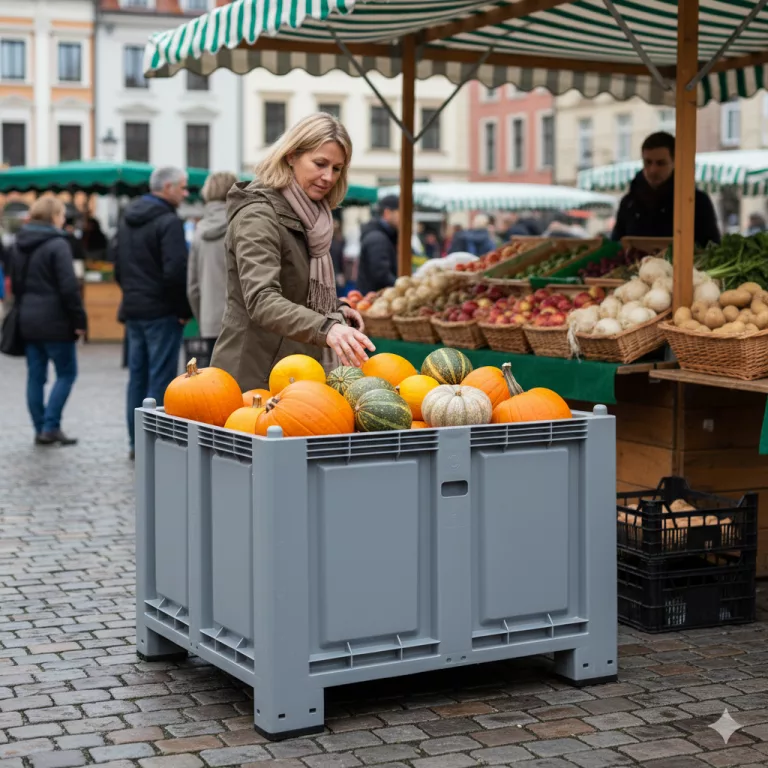 cargo 600 atossico per alimenti con zucche al mercato