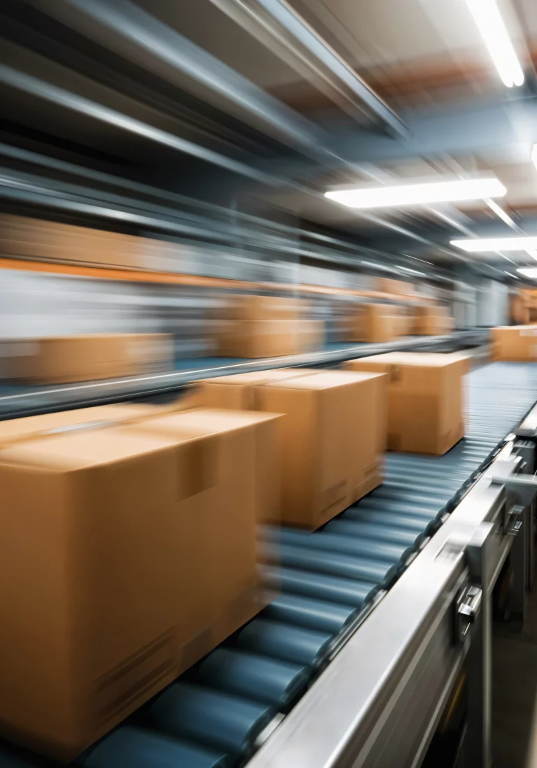 pacchi che scorrono veloci sul nastro trasportatore