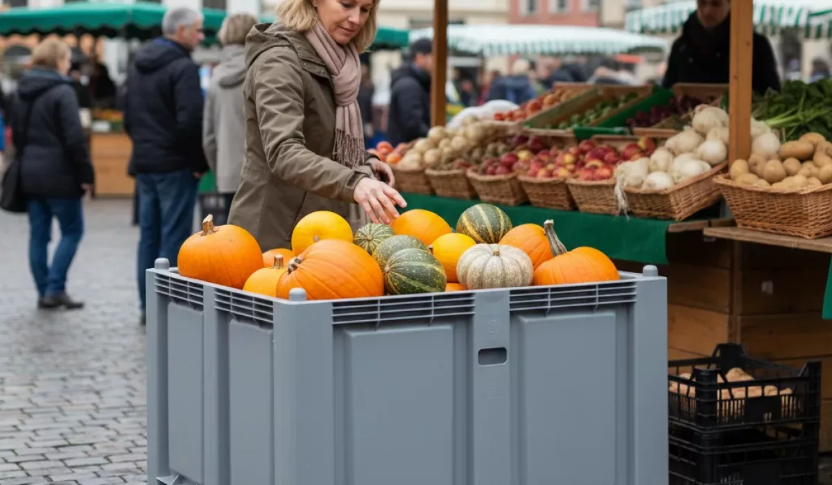 cargo 600 atossico per alimenti con zucche al mercato